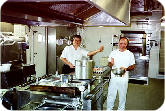 A kitchen onboard a Grimaldi Freighter Vessel